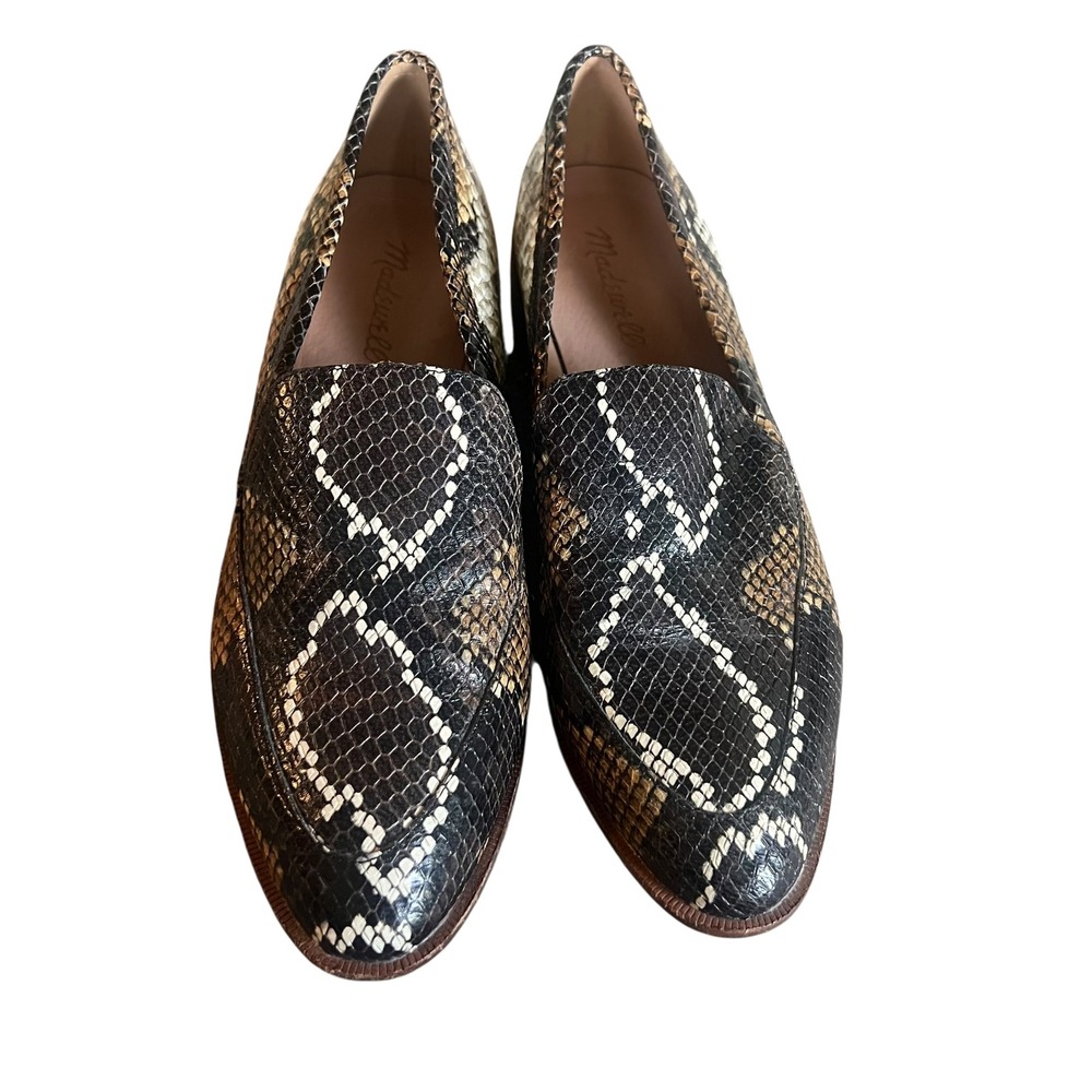 Madewell Frances Loafers Snakeskin Embossed Leather Pointed Toe Flats AA177 8.5 - Picture 2 of 9
